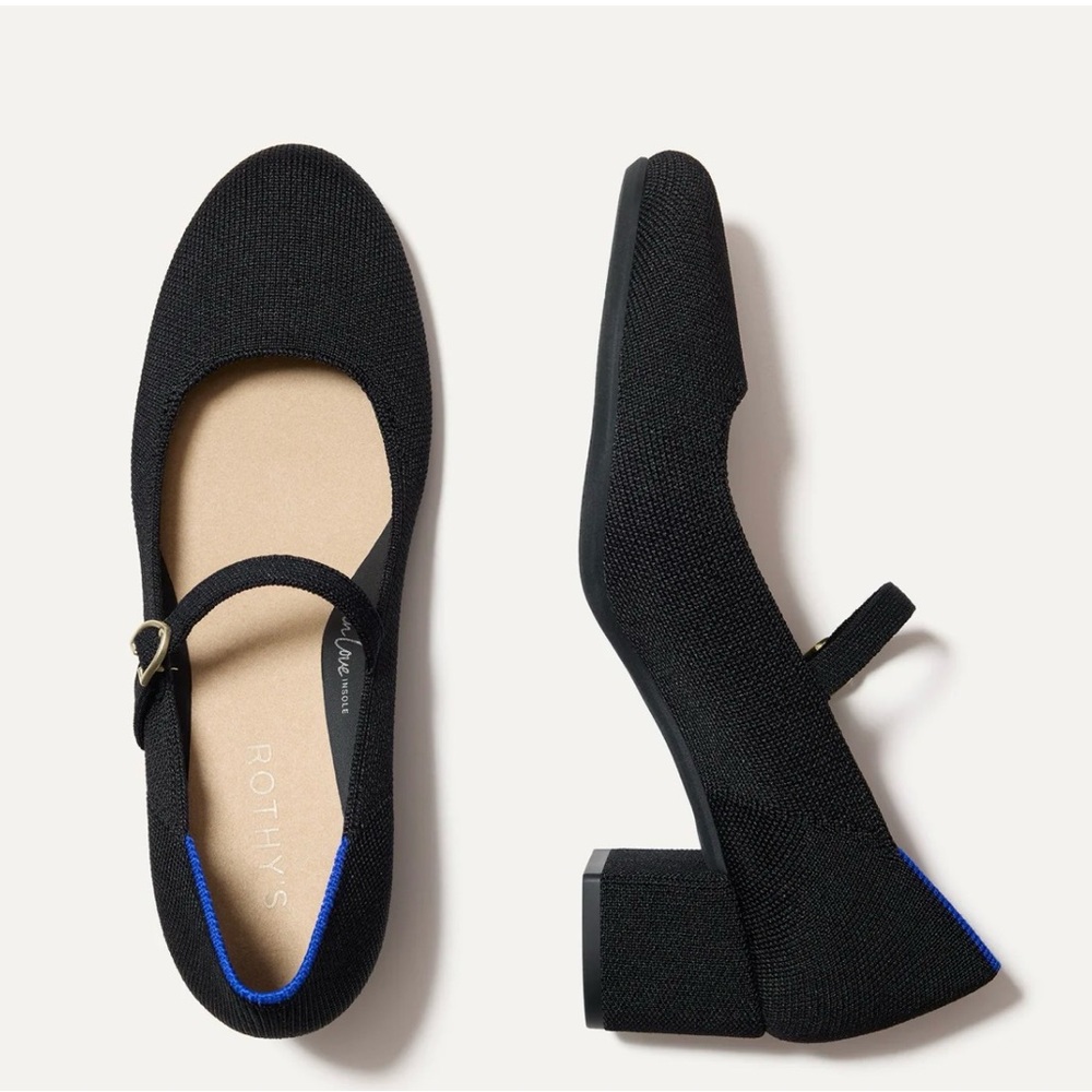 Rothy's Black Mary Jane Block Heel Pumps